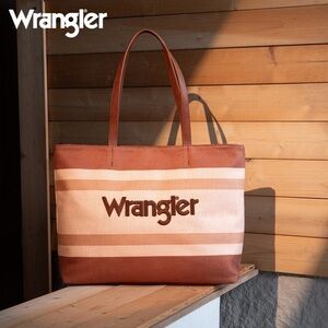 Wrangler Brown and Tan Tote Bag with Striped Design